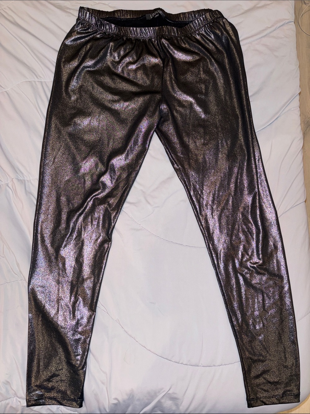 Lbisse Metallic Silver Women’s Leggings in XL